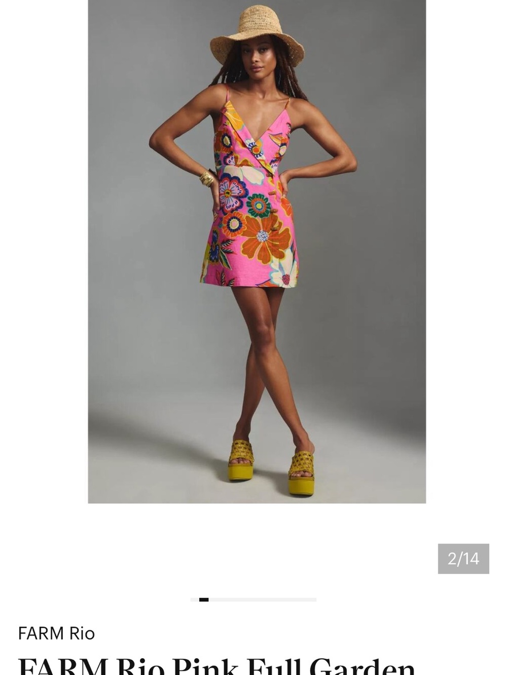 FARM Rio Pink Multicolor Floral Slip Dress - Picture 2 of 8